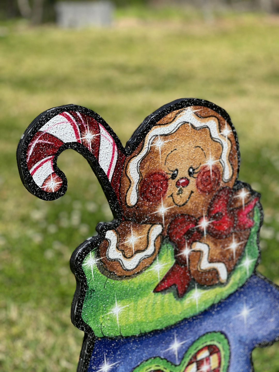 Gingerbread Blue Mitten Christmas yard Art