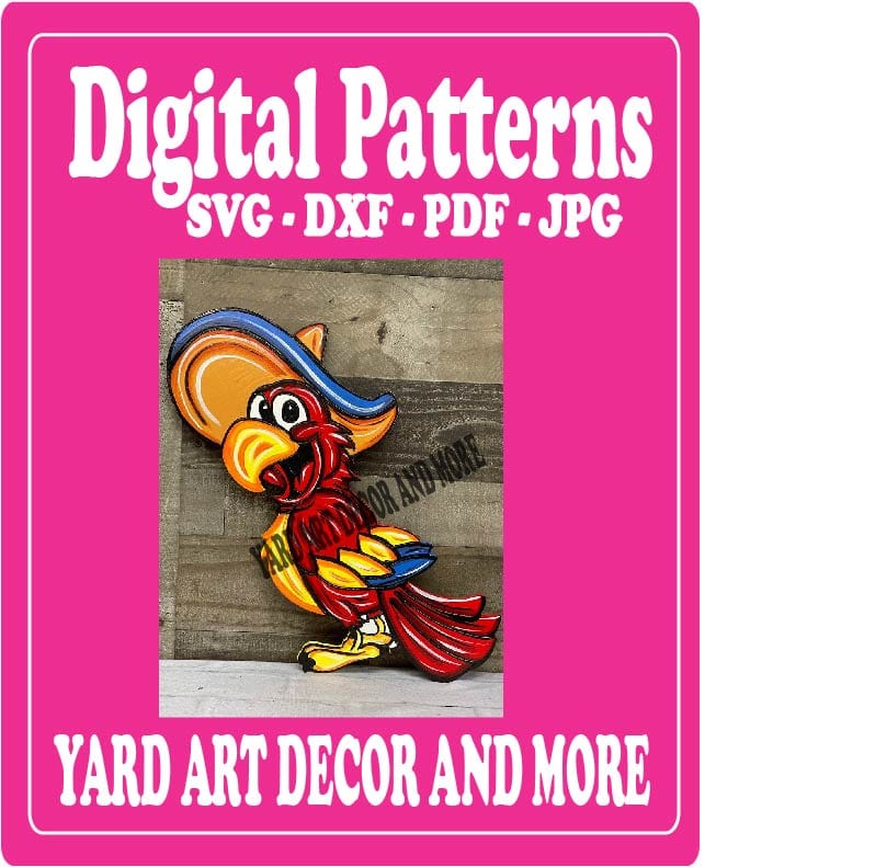 Spring Summer Red Bird with Sombrero Yard Art Digital Template