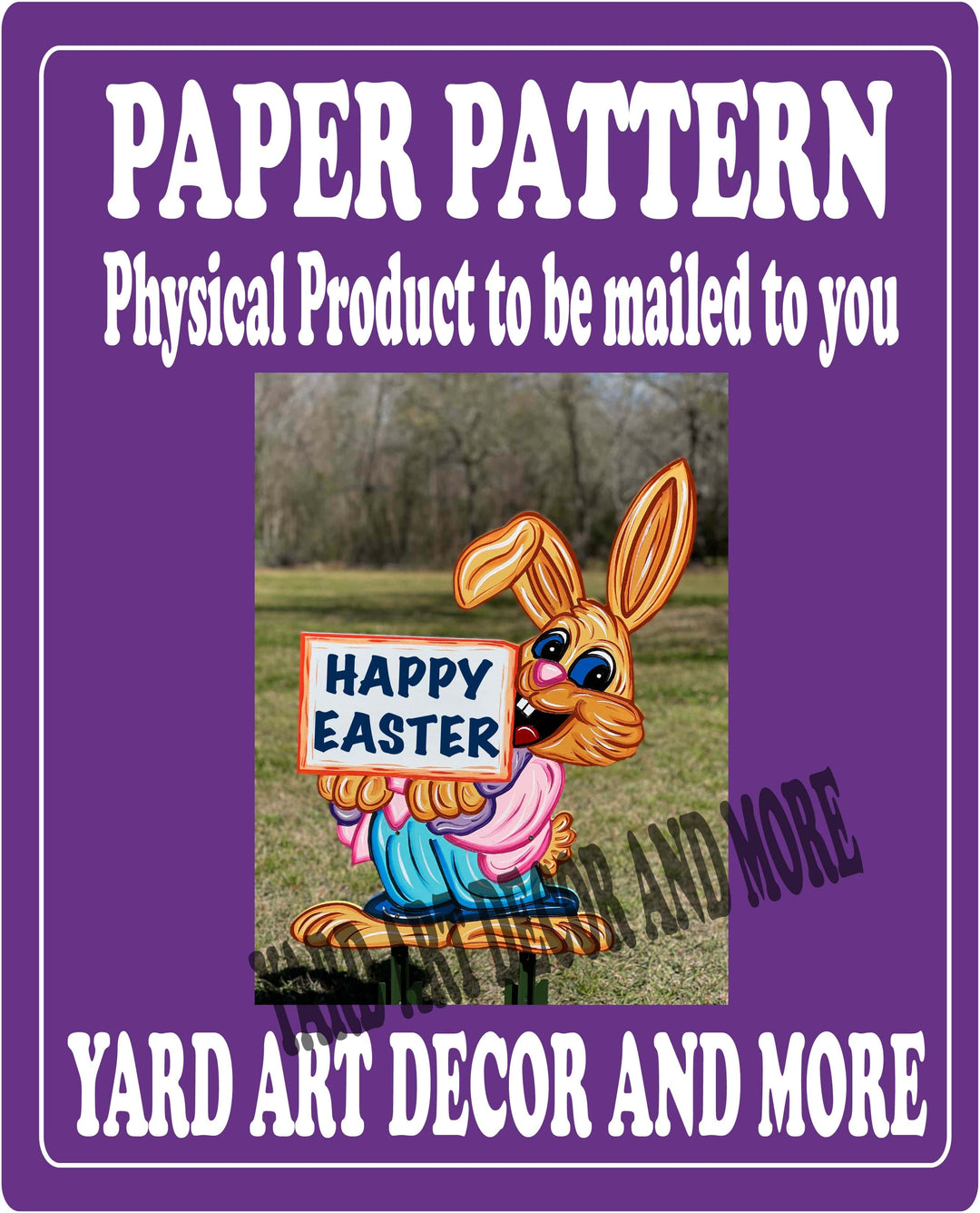 Easter Bunny Holds a Happy Easter Sign Paper Pattern