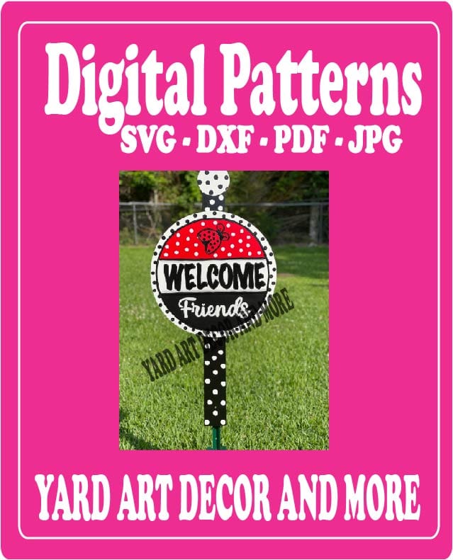 Spring Summer Lady Bug Welcome Round Yard Art Digital Template