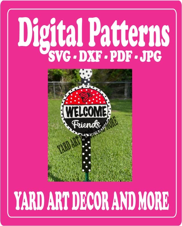 Spring Summer Lady Bug Welcome Round Yard Art Digital Template