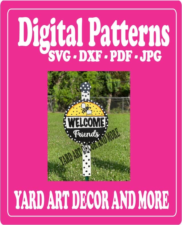 Spring Bumble Bee Welcome Round Yard Art Digital Template