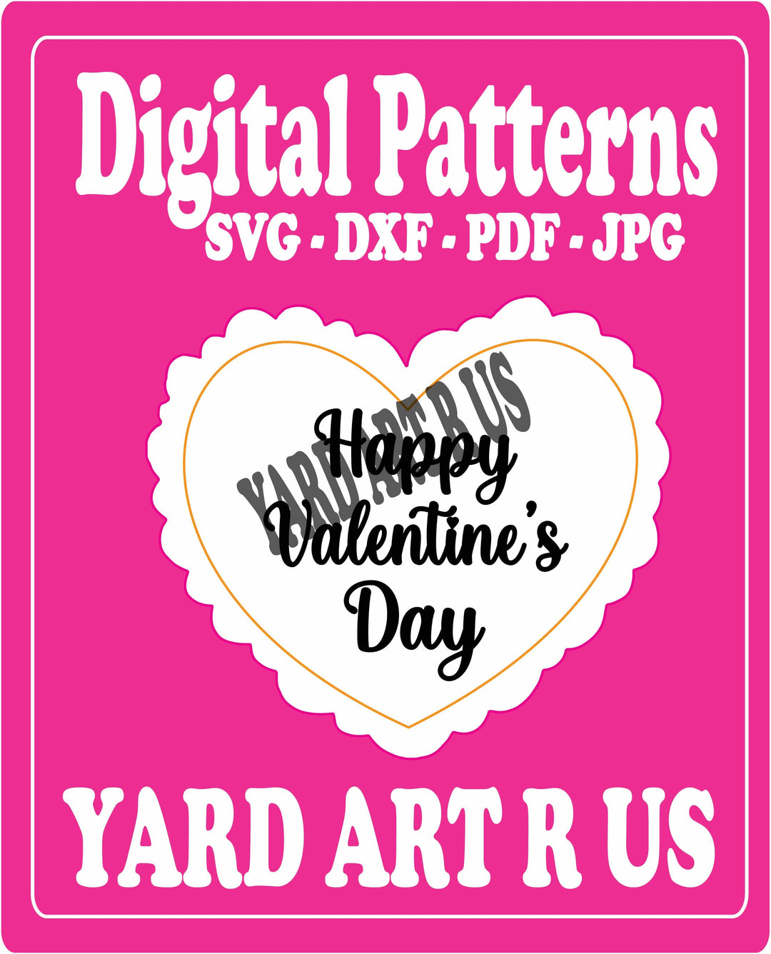 Happy Valentine's Day Lace Heart Digital Template - SVG - DXF - PDF - JPG Files