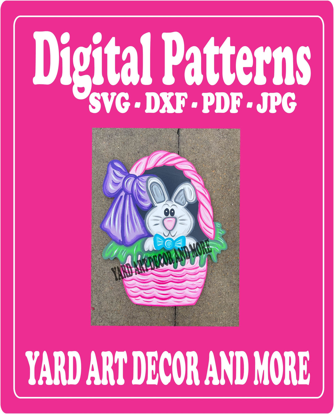 Easter Bunny Sits in Basket yard art decor digital template