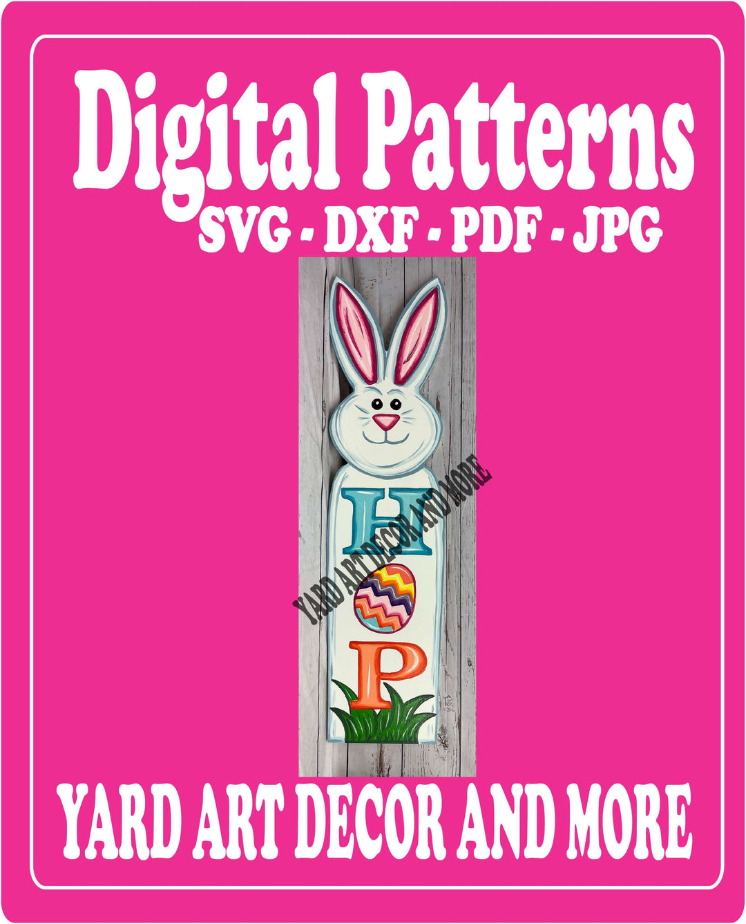 HOP Easter Bunny Sign Porch Leaner Digital template