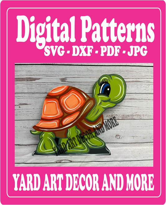 Playful Pokey the Turtle yard art decoration digital template