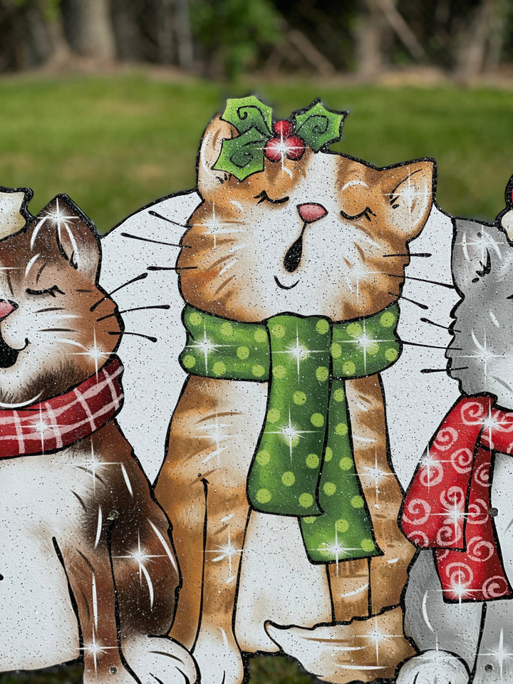 Christmas Cat Singing Trio Yard Decoration