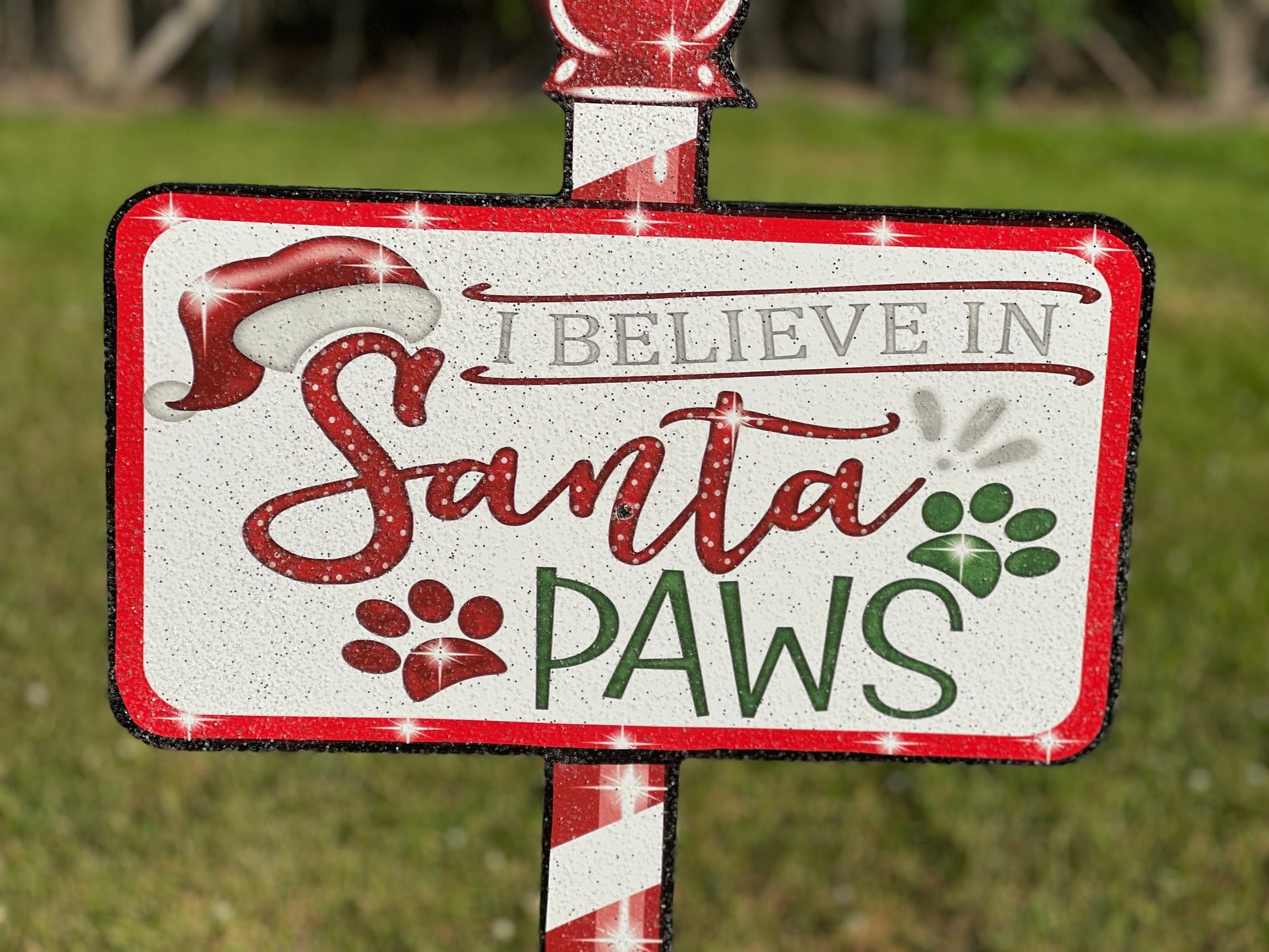 Christmas Santa Paws Sign Yard Art Decoration