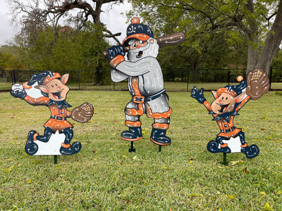 Christmas Astros Baseball Santa and Elves Yard Decoration