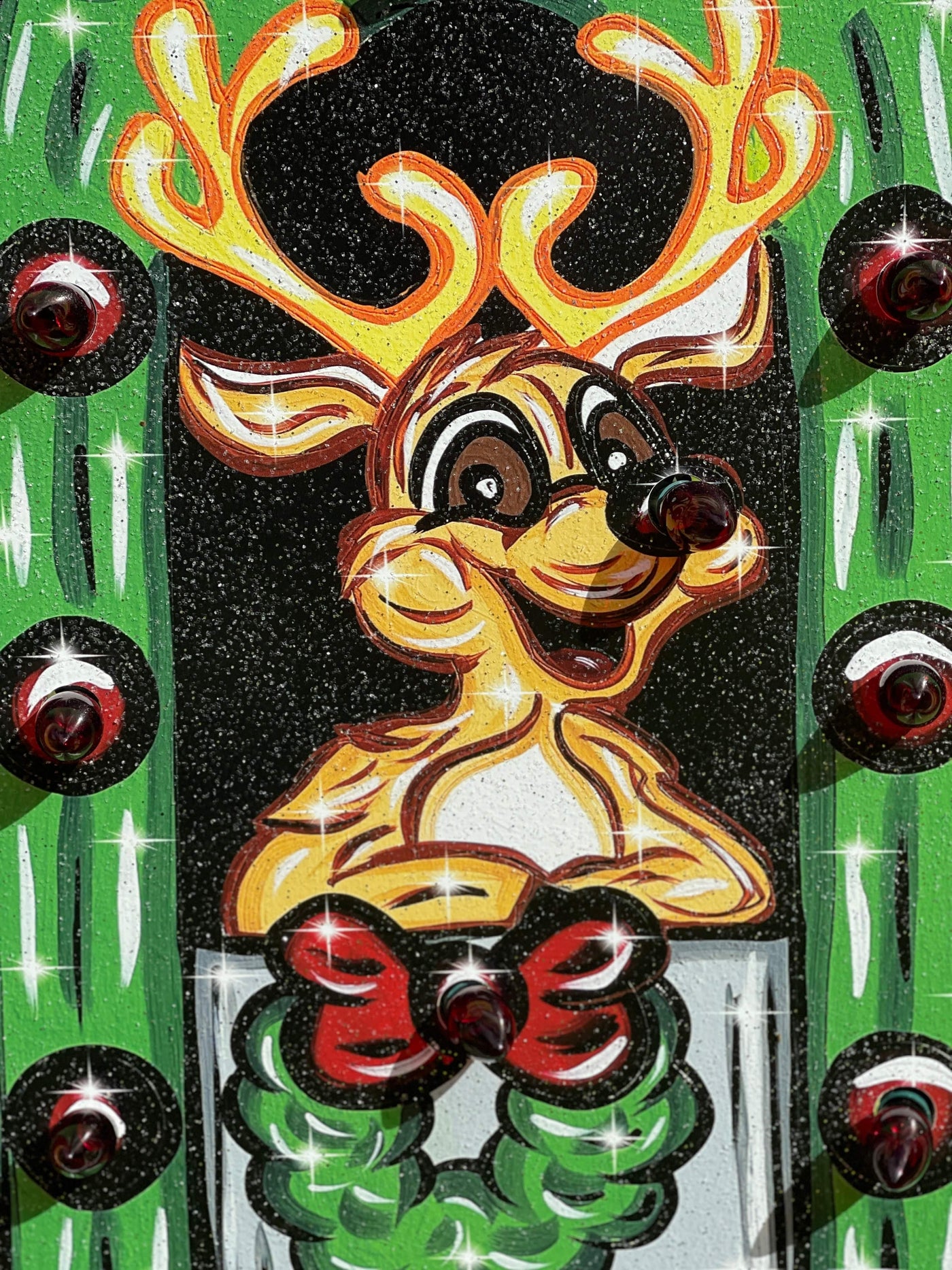 Lighted Christmas Reindeer Barn Yard Decoration