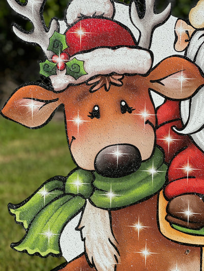 Christmas Reindeer with Gnome Yard Decor