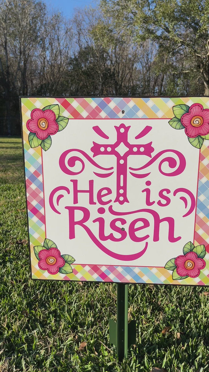 Easter He Is Risen Sign Outdoor Decoration