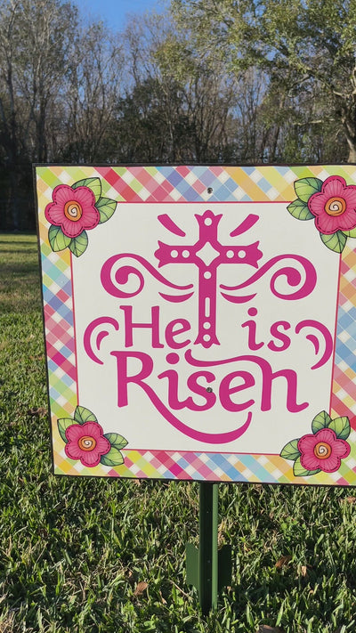 Easter He Is Risen Sign Outdoor Decoration
