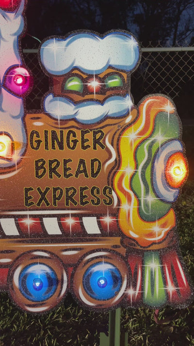Christmas gingerbread train yard decor
