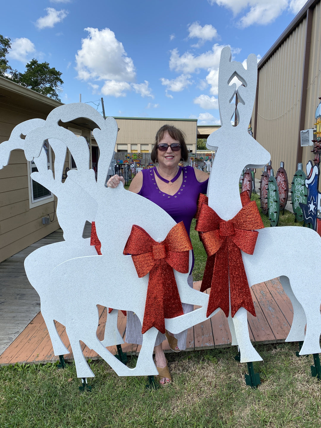 Christmas White Glitter Silhouette Tall Deer Yard Art Paper Pattern