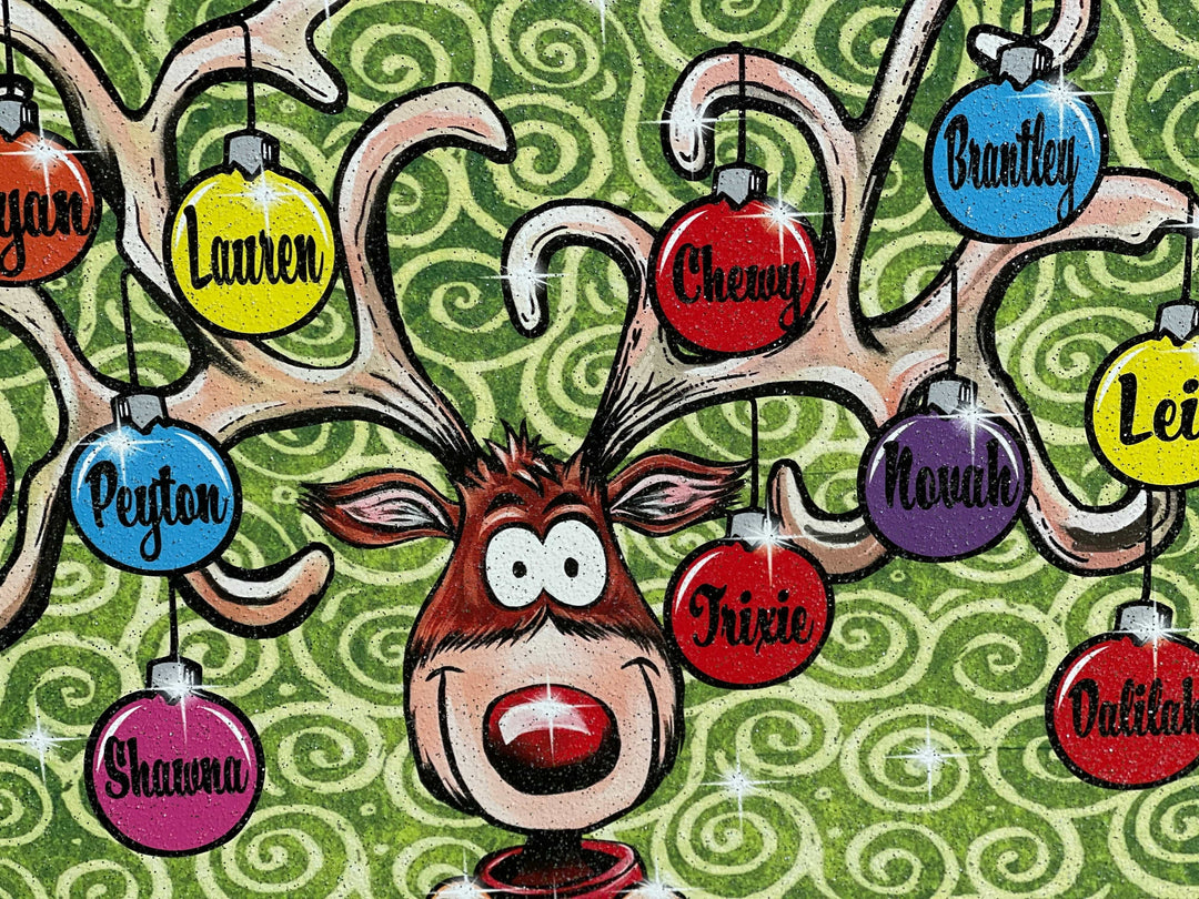 Lighted Personalized Christmas Reindeer Sign Yard Art
