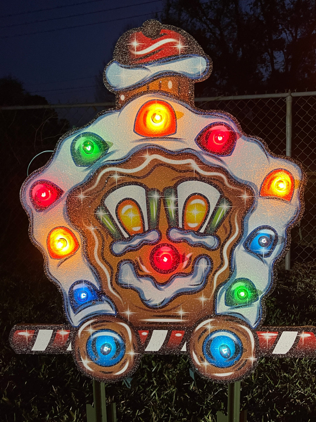 Christmas gingerbread train yard decor