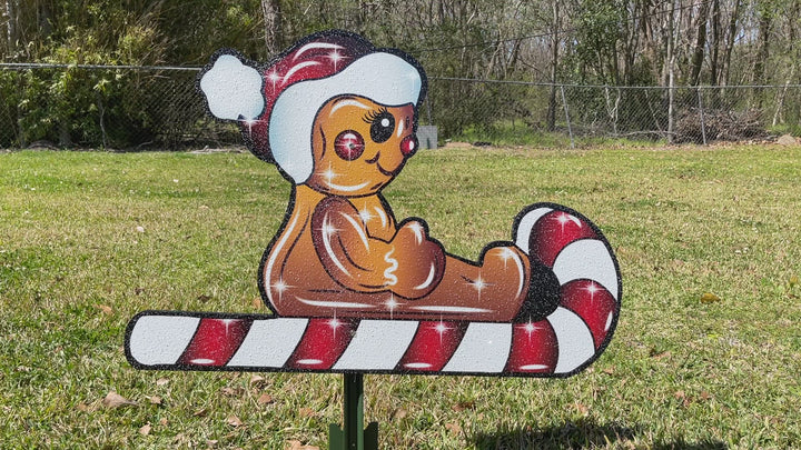 Christmas Gingerbread on Candy Cane Yard Decoration