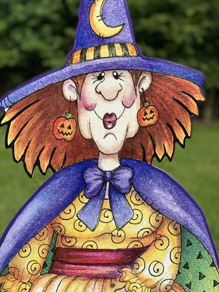 Red Head Witch Halloween yard art