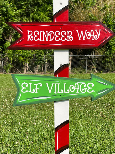 Christmas Santa Pole with Three Signs Yard Art Decoration