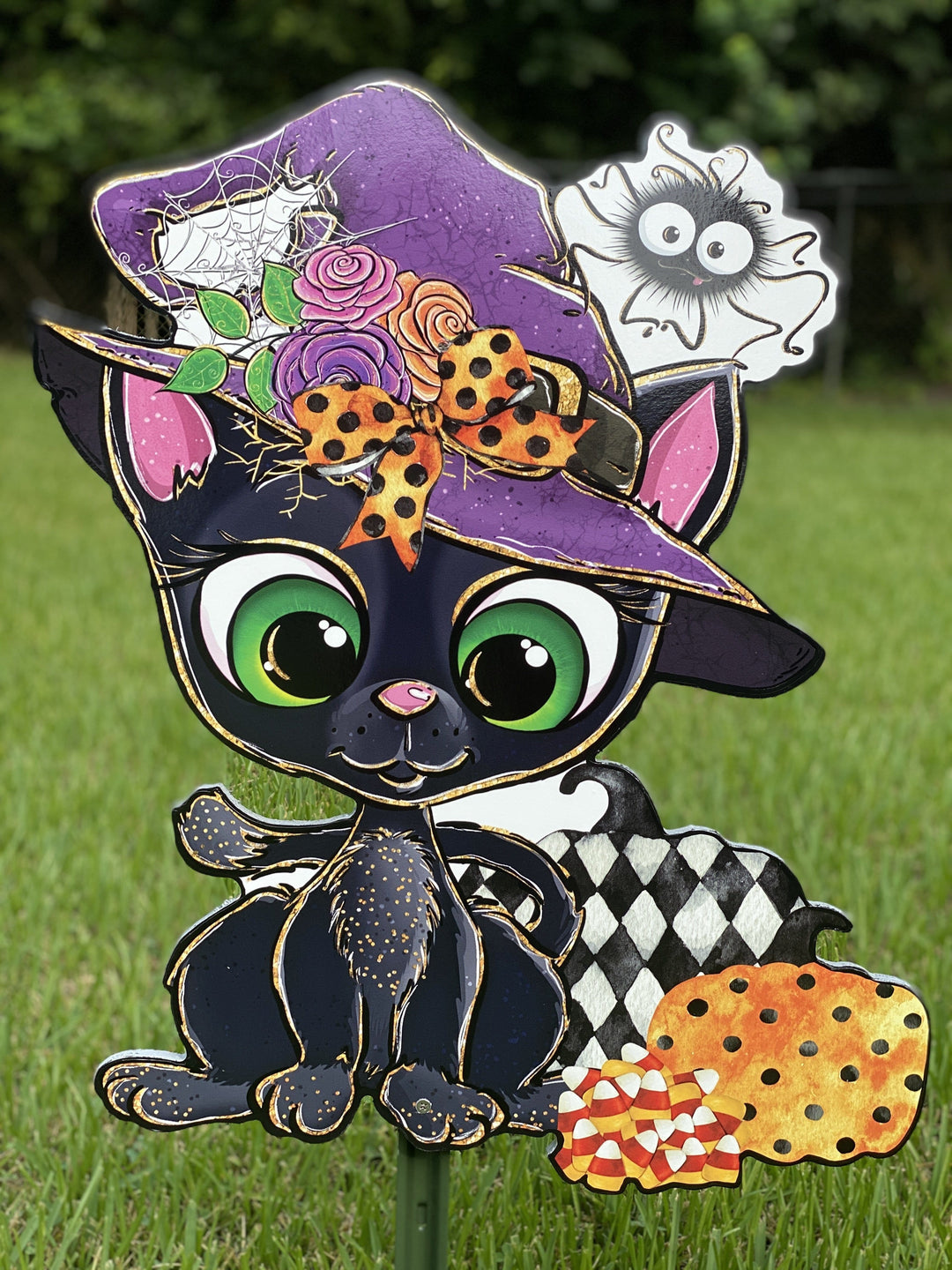 Black Kitty Halloween Wooden Fall Sign 