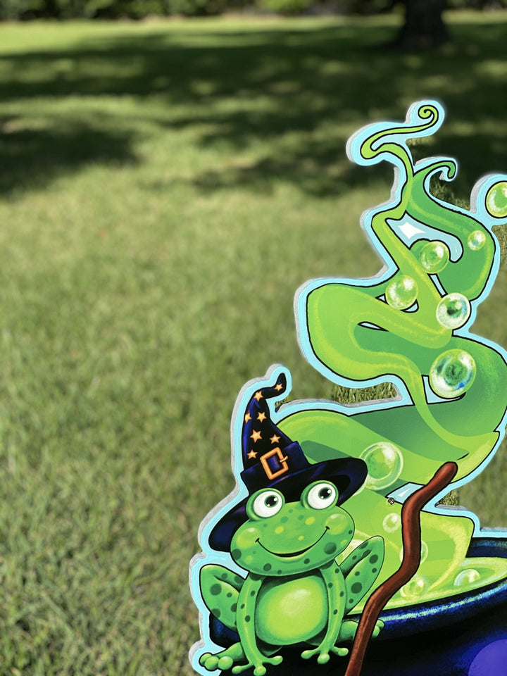 Frog Cauldron Halloween Yard Art