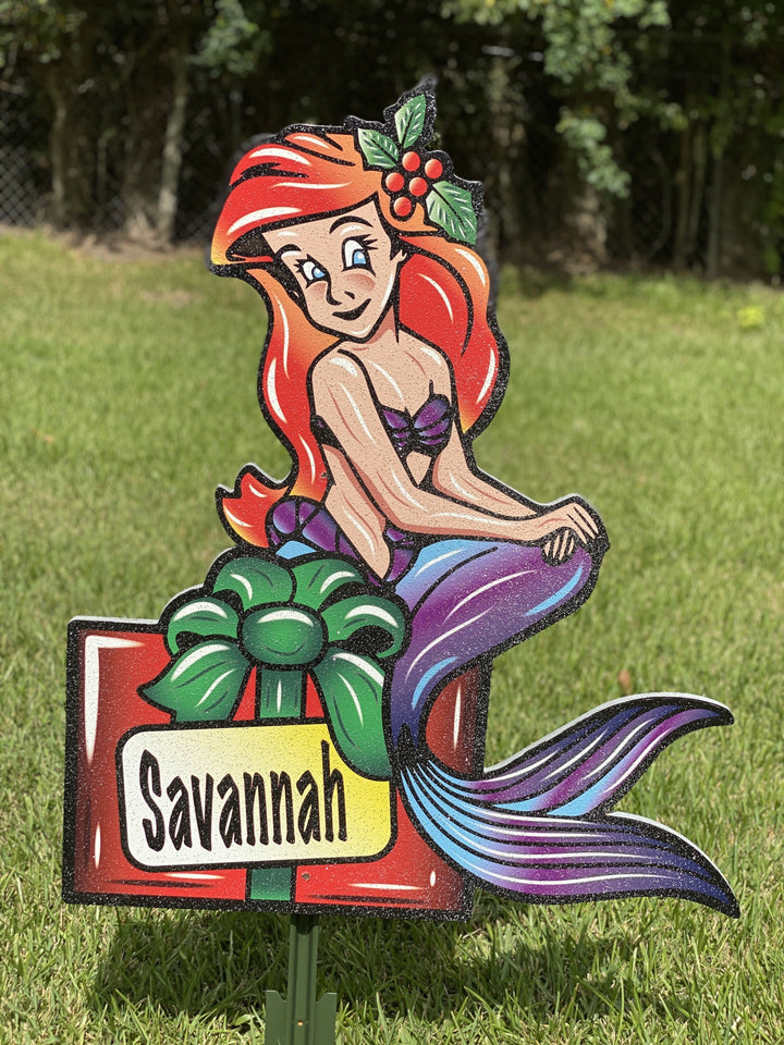 Mermaid Christmas yard Art