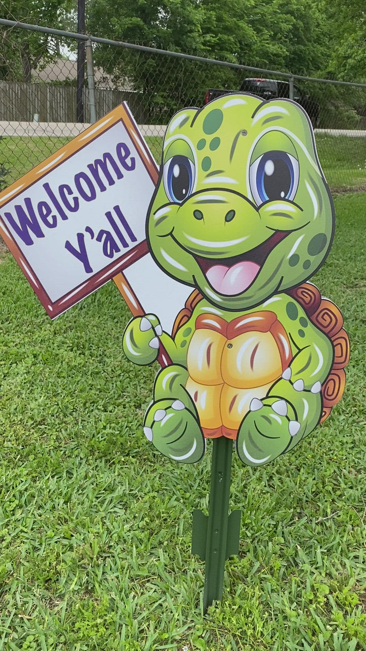 turtle welcome sign yard art