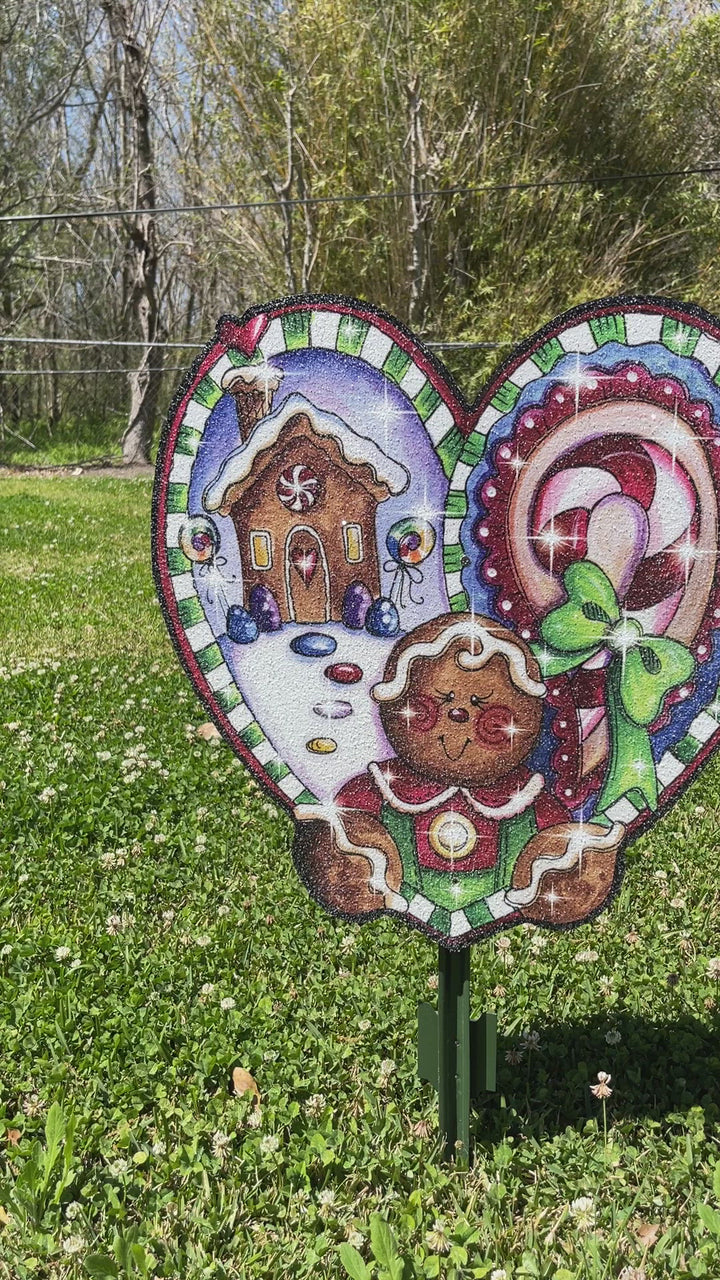 Christmas Gingerbread Heart Yard Sign