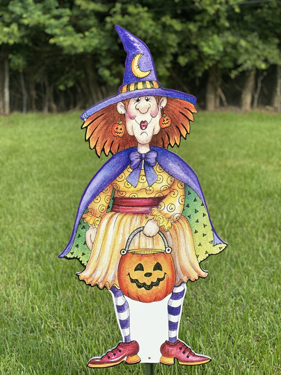 Red Head Witch Halloween yard art