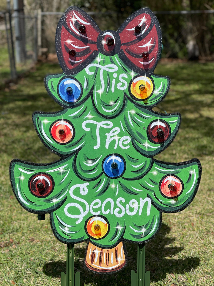 Lighted Christmas Tree Yard Art Sign