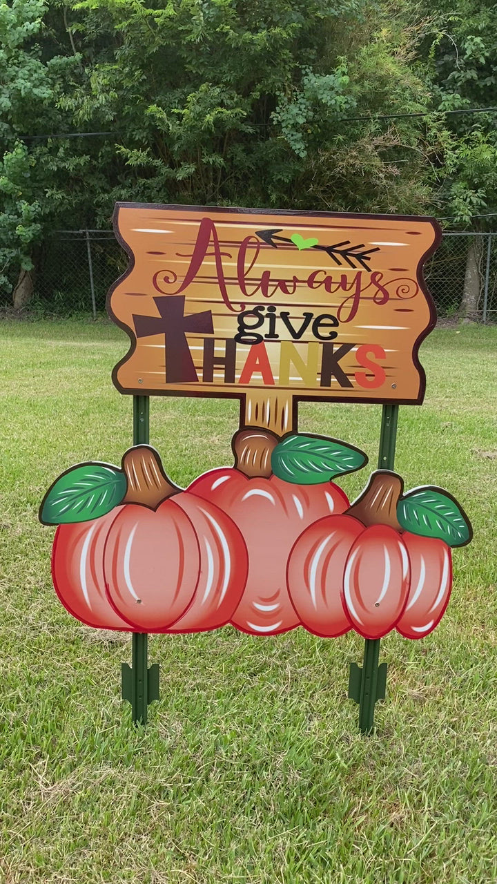Always Give Thanks Thanksgiving Yard Art