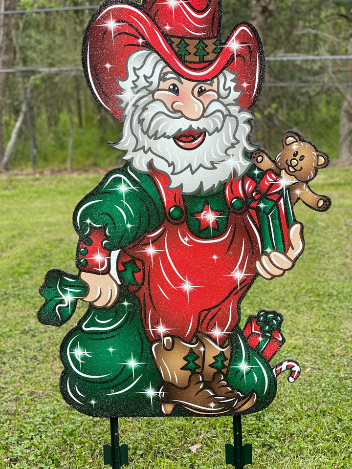 Christmas Cowboy Santa Claus yard Decor