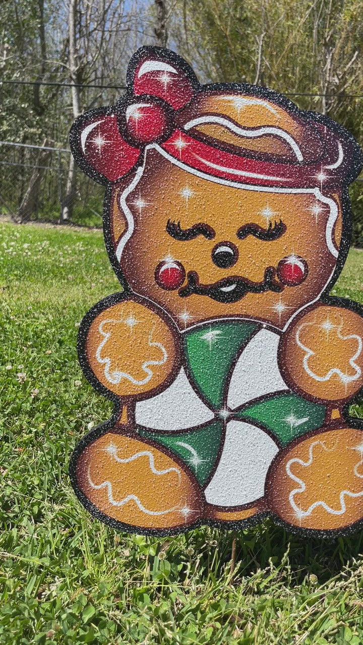 Gingerbread Baby with a Bow Christmas yard art