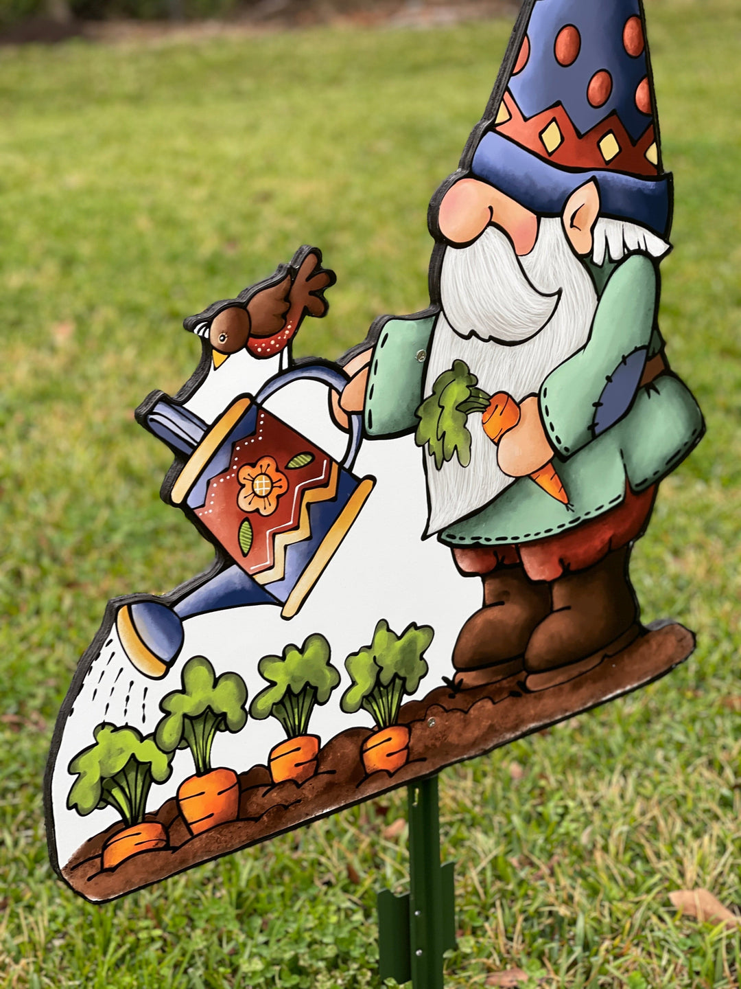 Gnome Waters Carrots Yard Sign Outdoor Decoration