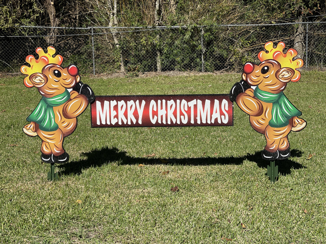 Reindeer Merry Christmas Sign