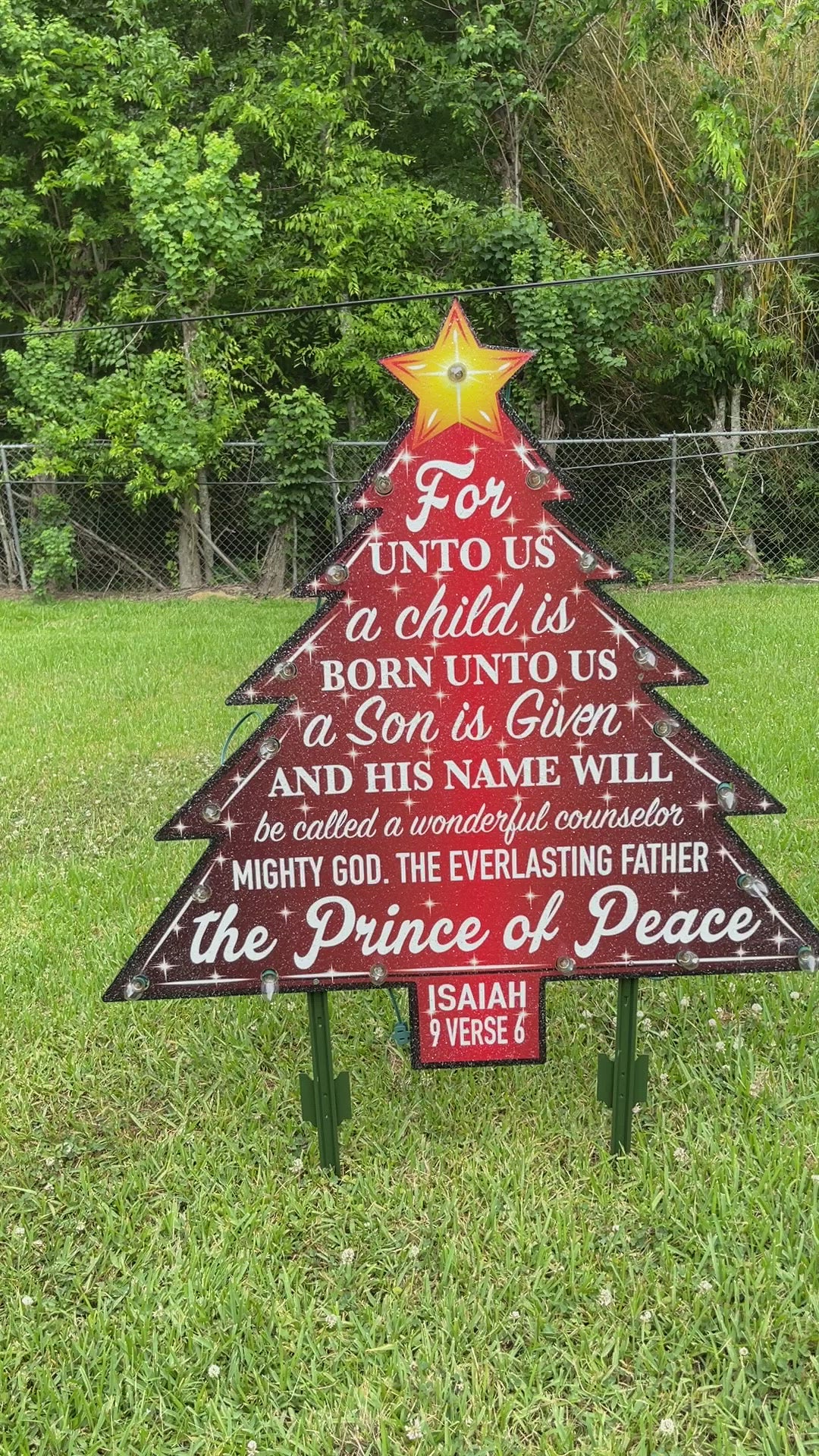 Lighted Prince Of Peace Christmas Tree Yard Decoration