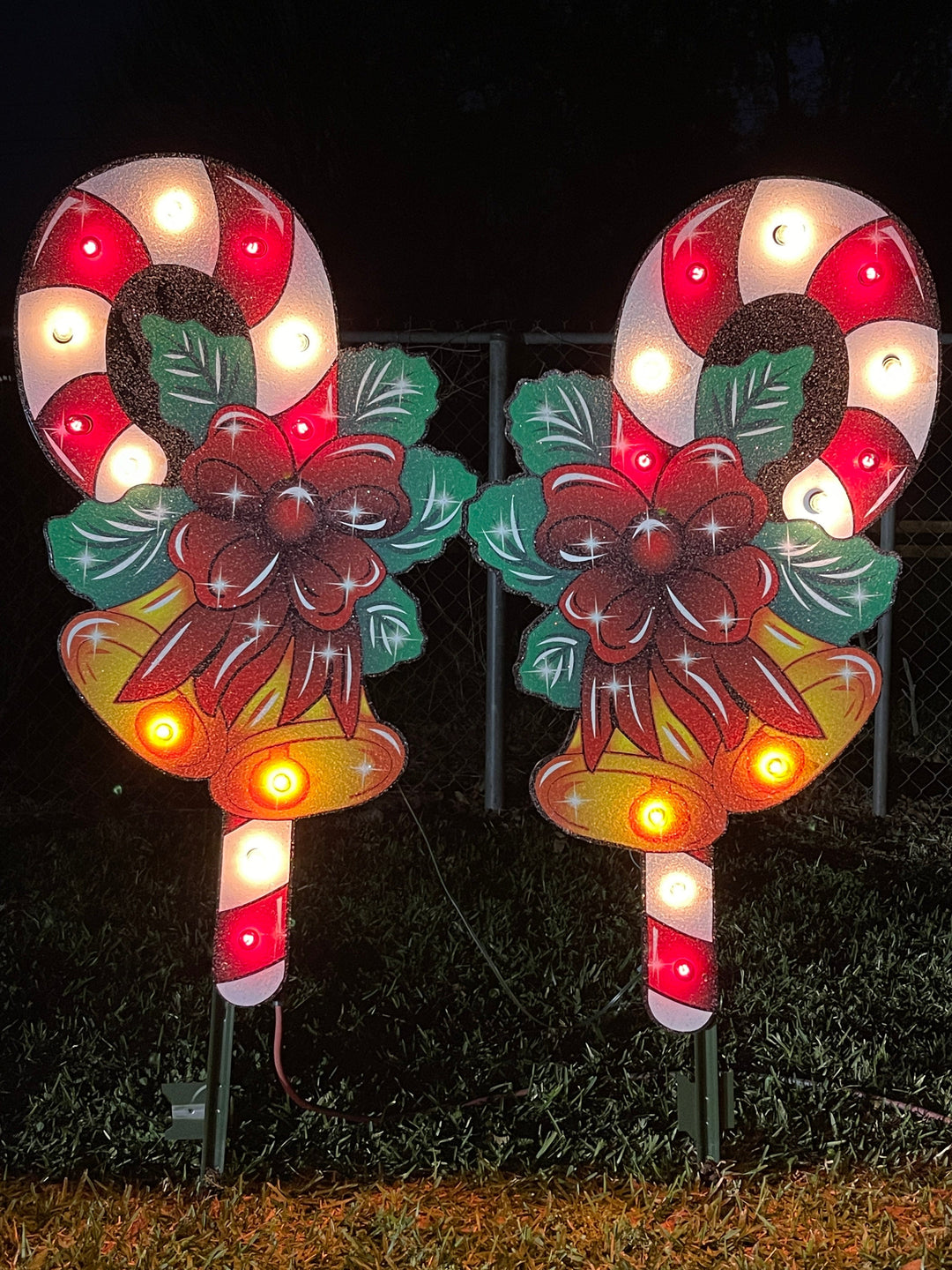 Christmas Candy Canes yard Decor-Lighted