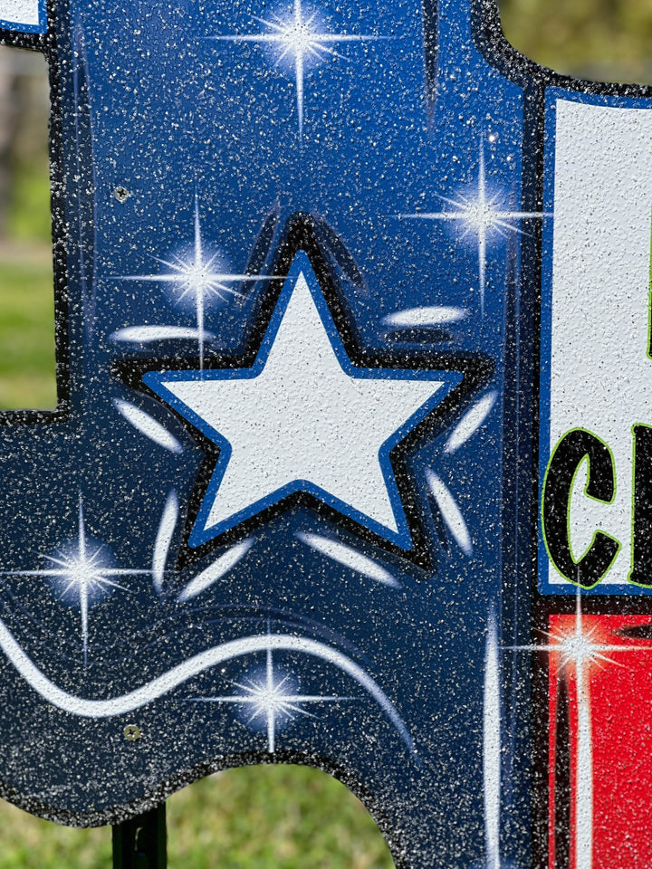 Merry Christmas State of Texas With Cowboy Hat Yard Sign