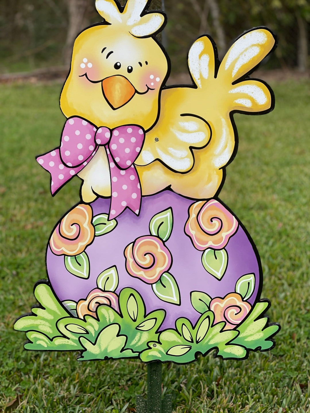 Easter Chick on Egg Yard Sign Decoration