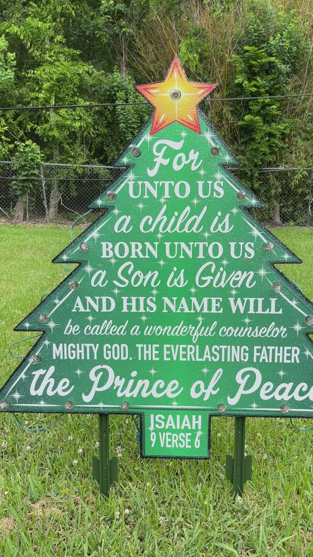 Lighted Prince Of Peace Christmas Tree Yard Decoration