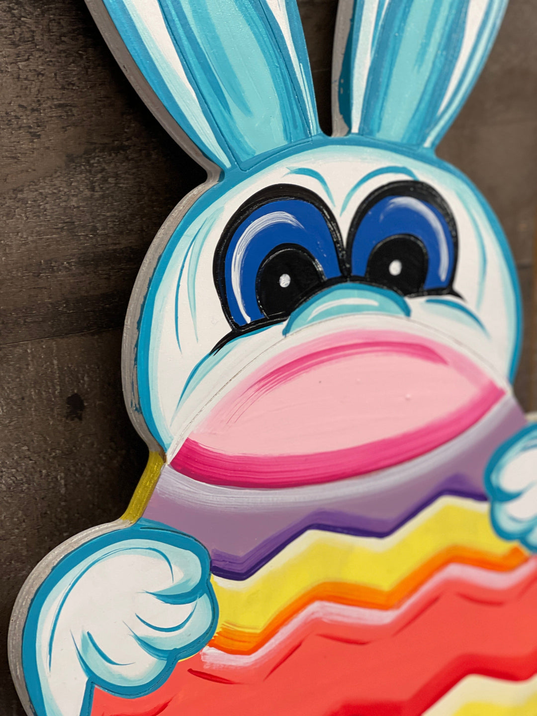 Easter Bunny Peeks Over Egg Sign BLANK DIY Painted by You!