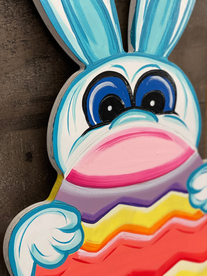 Easter Bunny Peeks Over Egg Sign BLANK DIY Painted by You!