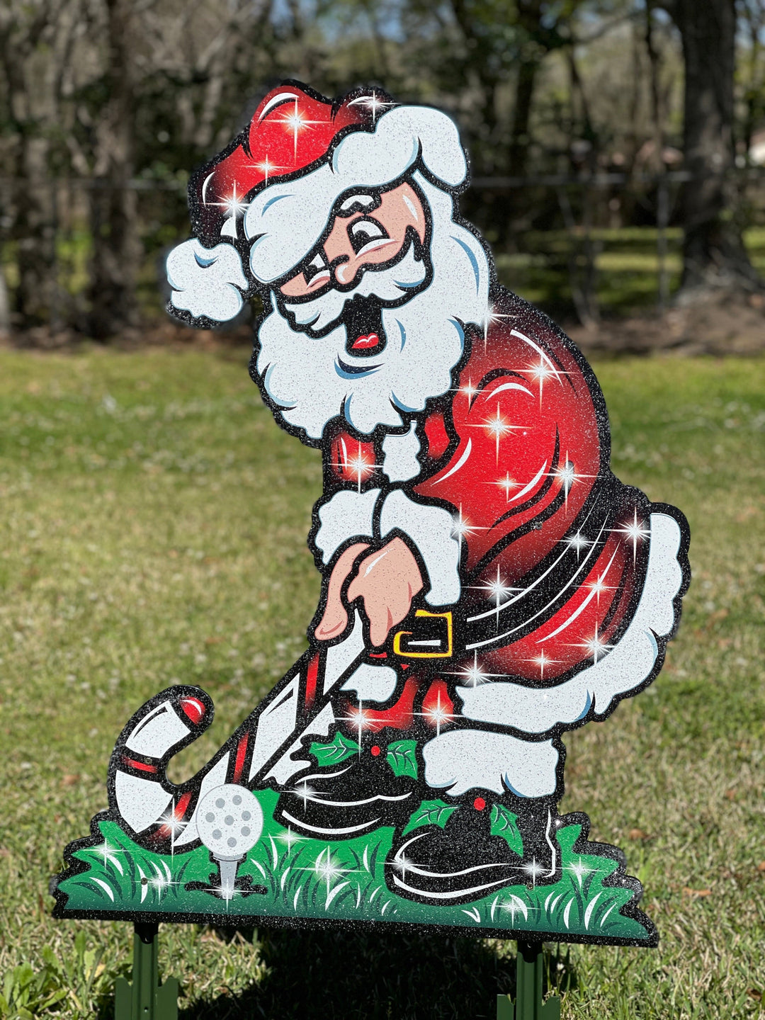 Christmas Golfing Santa Yard Decoration
