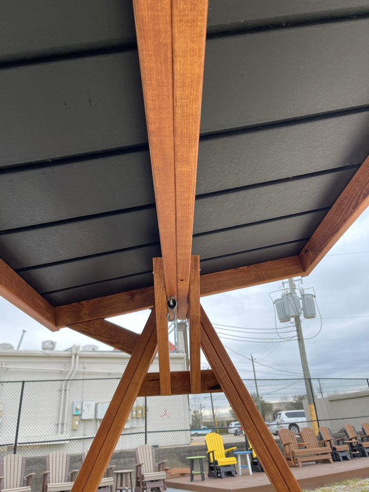 A-frame with roof for patio swing