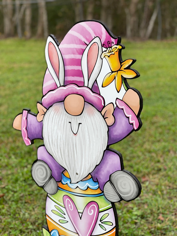 Gnome Easter Egg Yard Sign Decoration