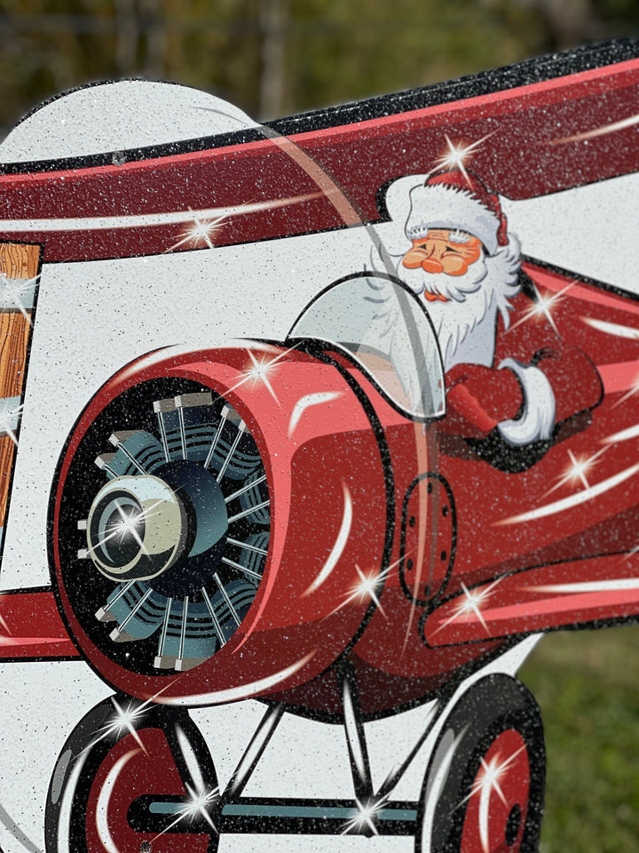 Santa flying an Airplane Christmas Outdoor Decor