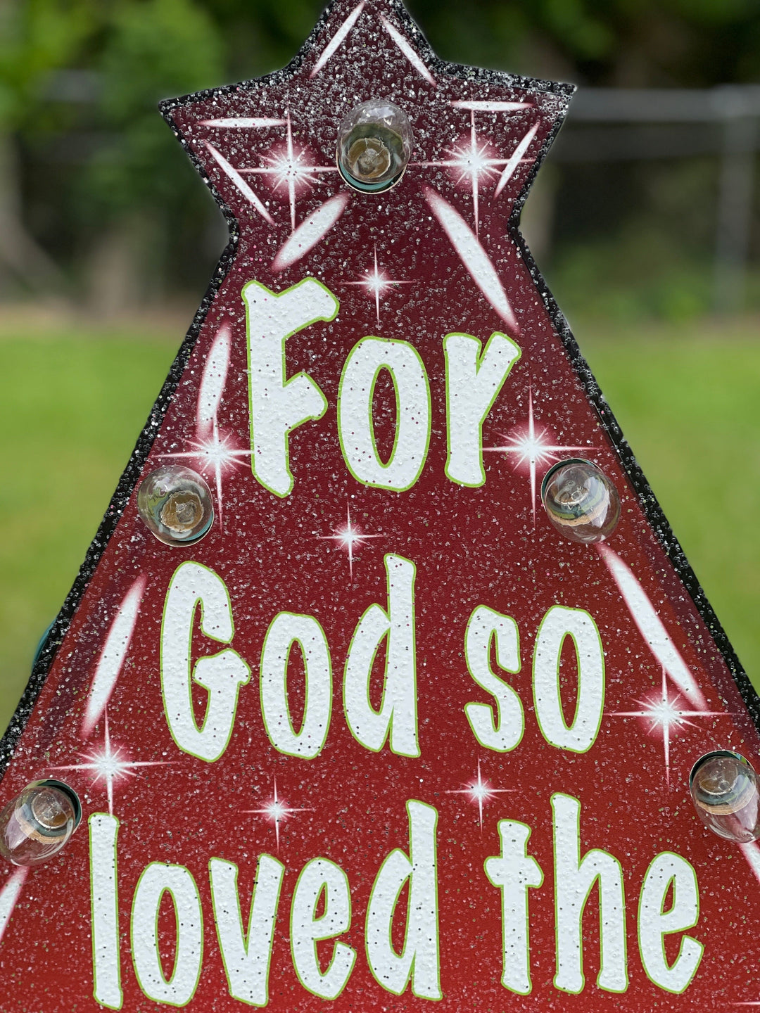 John 3:16 Lighted Christmas Tree Yard Decoration
