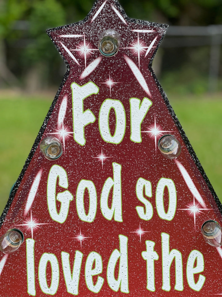 John 3:16 Lighted Christmas Tree Yard Decoration