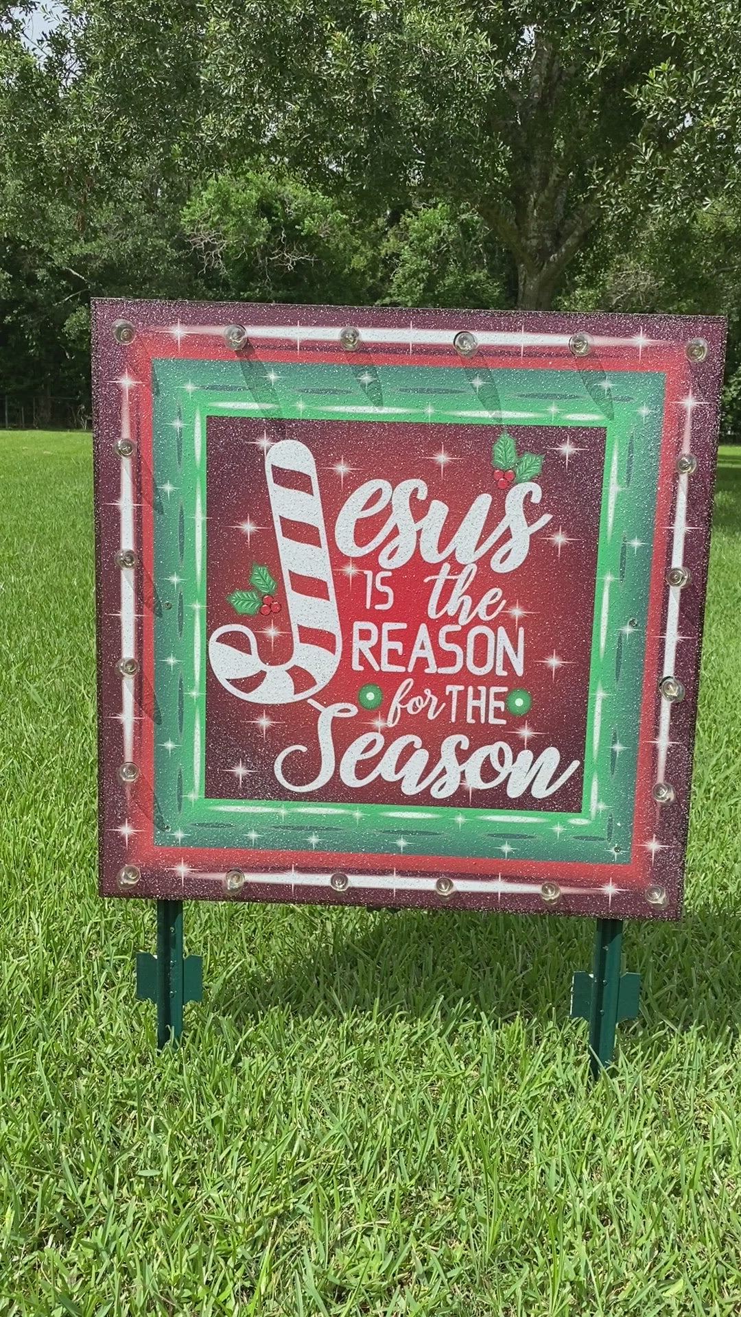 Christmas Yard Art | Jesus is the Reason lighted Christmas Sign